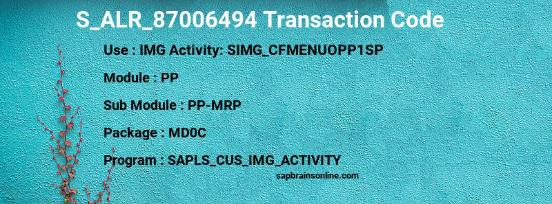 SAP S_ALR_87006494 transaction code