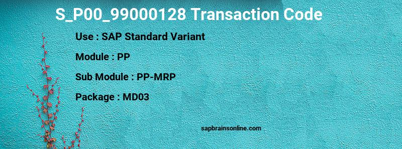 SAP S_P00_99000128 transaction code