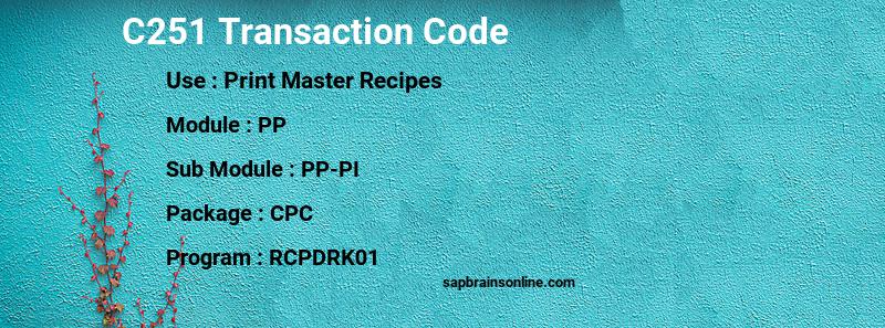 SAP C251 transaction code