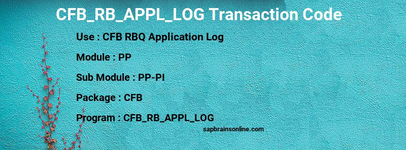 SAP CFB_RB_APPL_LOG transaction code