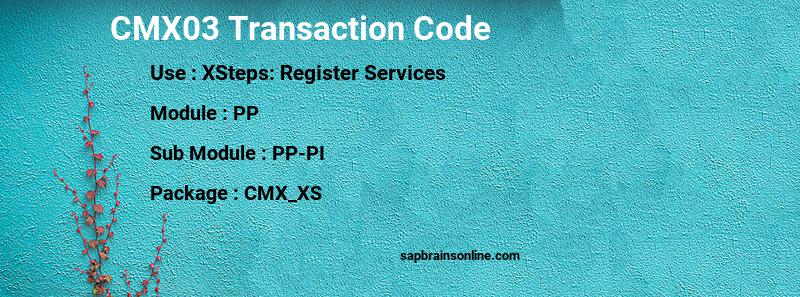 SAP CMX03 transaction code