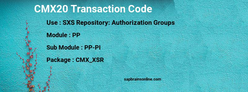 SAP CMX20 transaction code