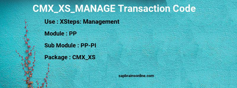 SAP CMX_XS_MANAGE transaction code