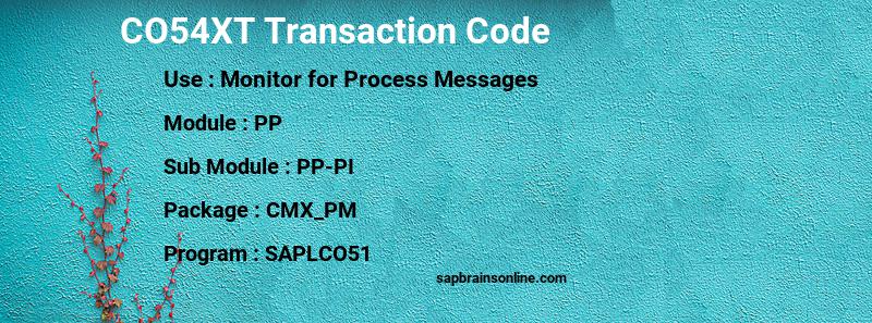 SAP CO54XT transaction code
