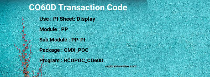 SAP CO60D transaction code