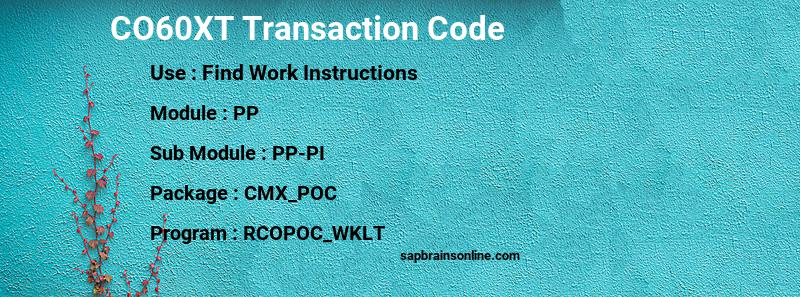 SAP CO60XT transaction code