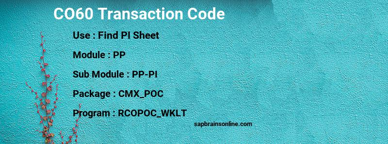 SAP CO60 transaction code