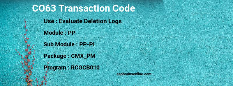 SAP CO63 transaction code