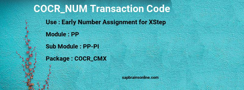 SAP COCR_NUM transaction code