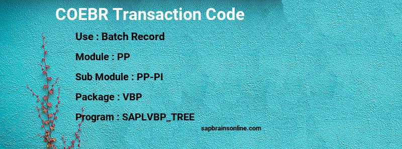 SAP COEBR transaction code