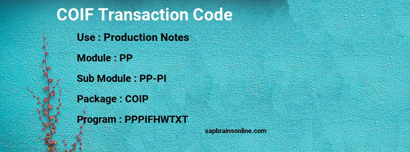 SAP COIF transaction code