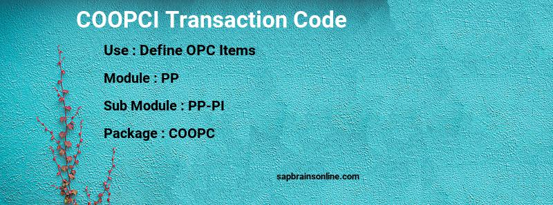 SAP COOPCI transaction code