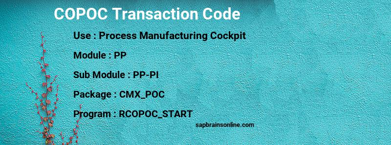 SAP COPOC transaction code
