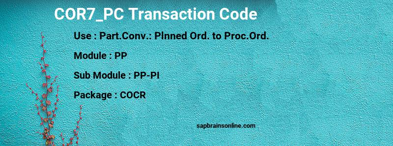 SAP COR7_PC transaction code