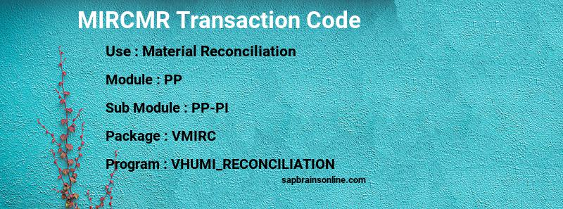 SAP MIRCMR transaction code