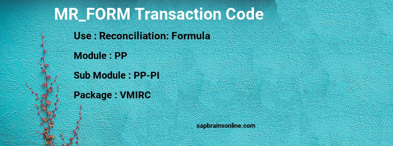 SAP MR_FORM transaction code