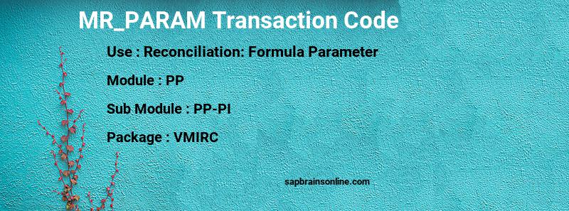 SAP MR_PARAM transaction code