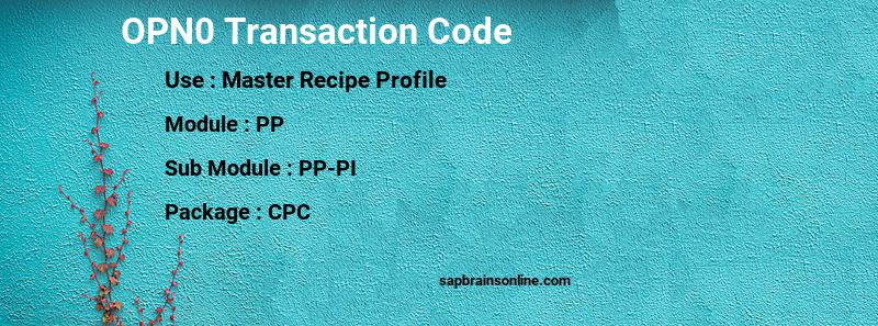 SAP OPN0 transaction code