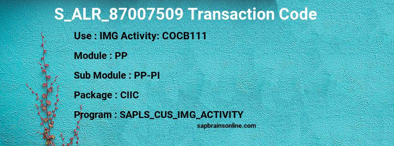 SAP S_ALR_87007509 transaction code