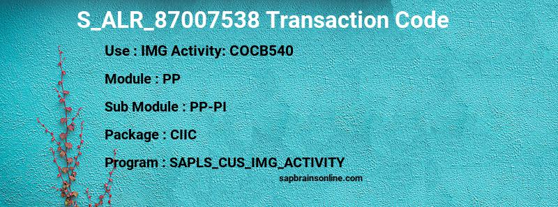 SAP S_ALR_87007538 transaction code