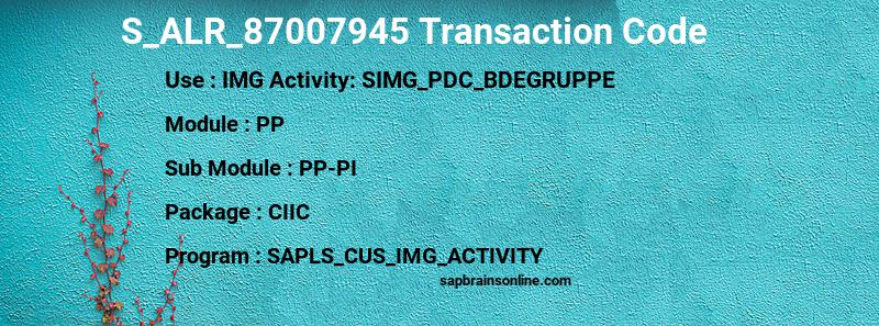 SAP S_ALR_87007945 transaction code
