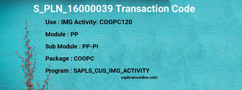 SAP S_PLN_16000039 transaction code