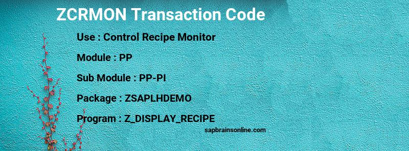 SAP ZCRMON transaction code