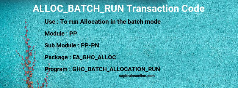 SAP ALLOC_BATCH_RUN transaction code
