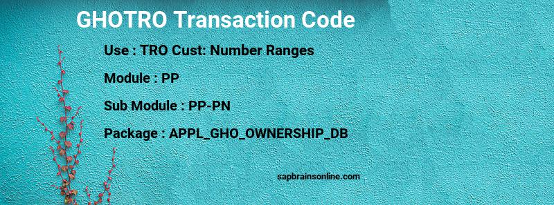 SAP GHOTRO transaction code