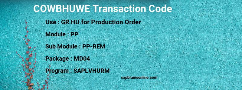 SAP COWBHUWE transaction code