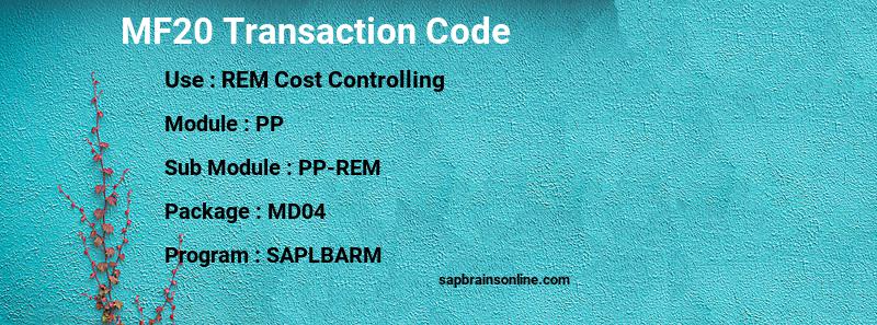 SAP MF20 transaction code