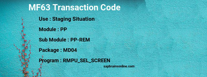 SAP MF63 transaction code