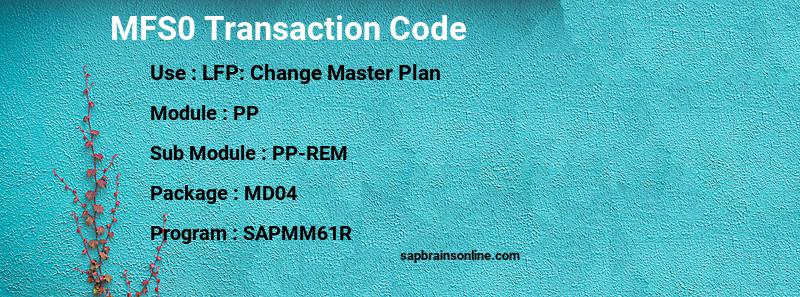 SAP MFS0 transaction code