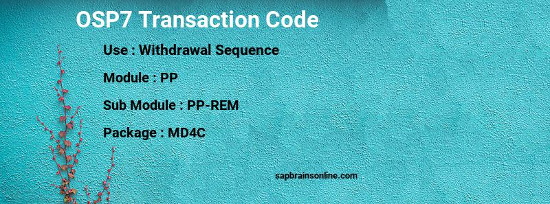 SAP OSP7 transaction code