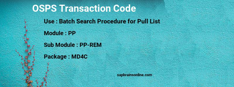 SAP OSPS transaction code