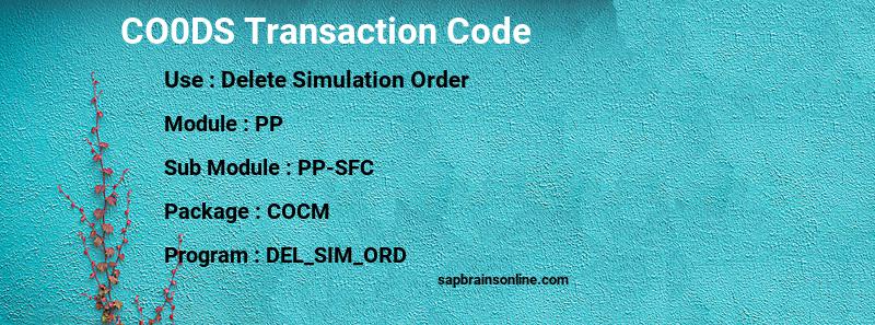 SAP CO0DS transaction code