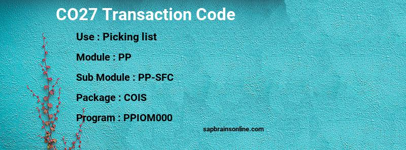 SAP CO27 transaction code