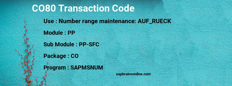 SAP CO80 transaction code