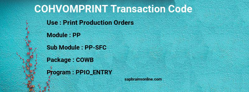 SAP COHVOMPRINT transaction code