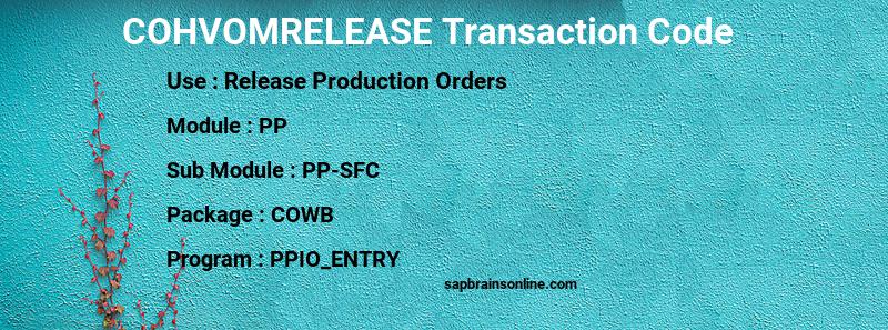 SAP COHVOMRELEASE transaction code