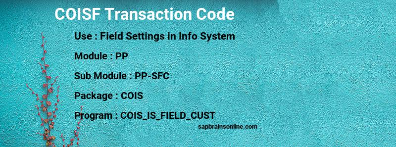 SAP COISF transaction code