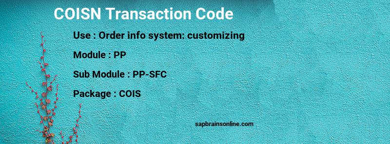 SAP COISN transaction code