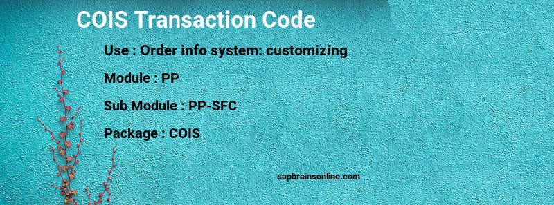 SAP COIS transaction code