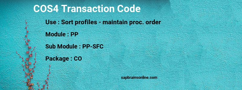 SAP COS4 transaction code