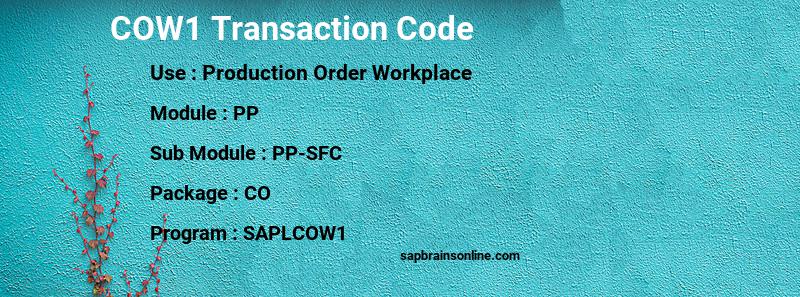 SAP COW1 transaction code