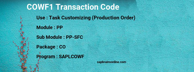 SAP COWF1 transaction code
