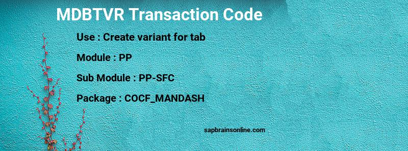 SAP MDBTVR transaction code