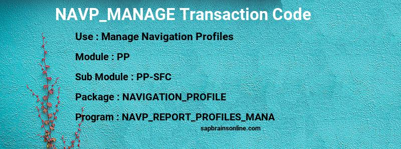 SAP NAVP_MANAGE transaction code