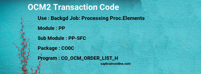 SAP OCM2 transaction code