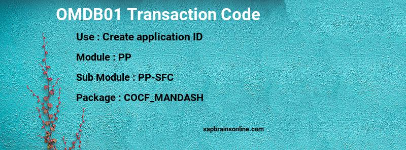 SAP OMDB01 transaction code